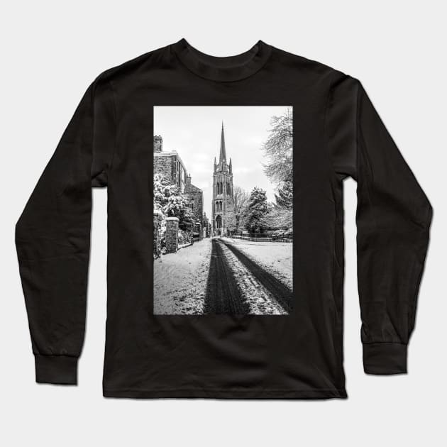 St James' Church, Louth, Winter Portrait Long Sleeve T-Shirt by tommysphotos